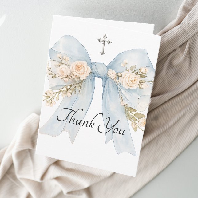 Première communion d'une fille Bleu Floral Merci (Créateur téléchargé)