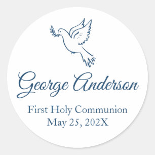 Première communion Favoriser Sticker Blue Dove