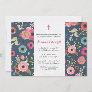 Première communion florale moderne Invitations per