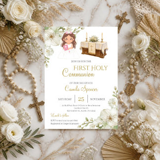 Première communion florale pour invitation de fill