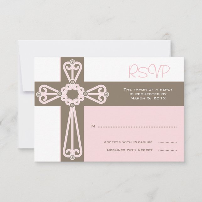 Première communion ou baptême RSVP | Rose (Devant)