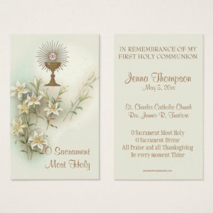 PREMIÈRE COMMUNION SOLENNELLE CARTE DE PRIÈRE EUCH