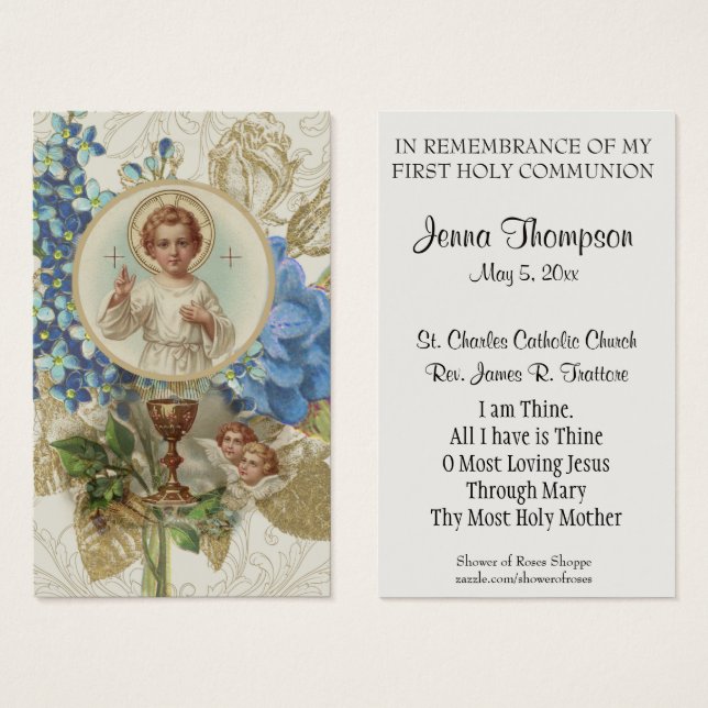 PREMIÈRE COMMUNION SOLENNELLE CARTE DE PRIÈRE VINT (Devant & derrière)