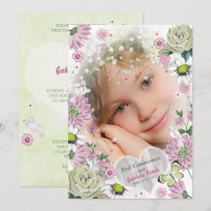 Première communion solennelle Fleurs Cartes de p