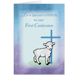 Première confession de Godson avec agneau et croix