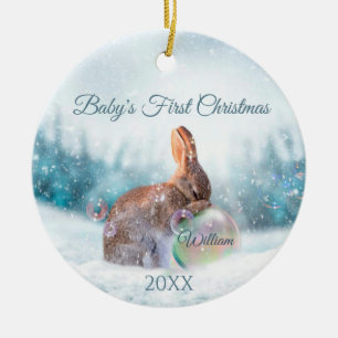 Première décoration de Noël de bébé lapin