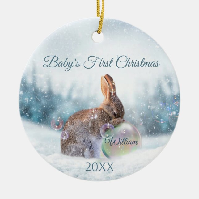 Première décoration de Noël de bébé lapin  (Devant)