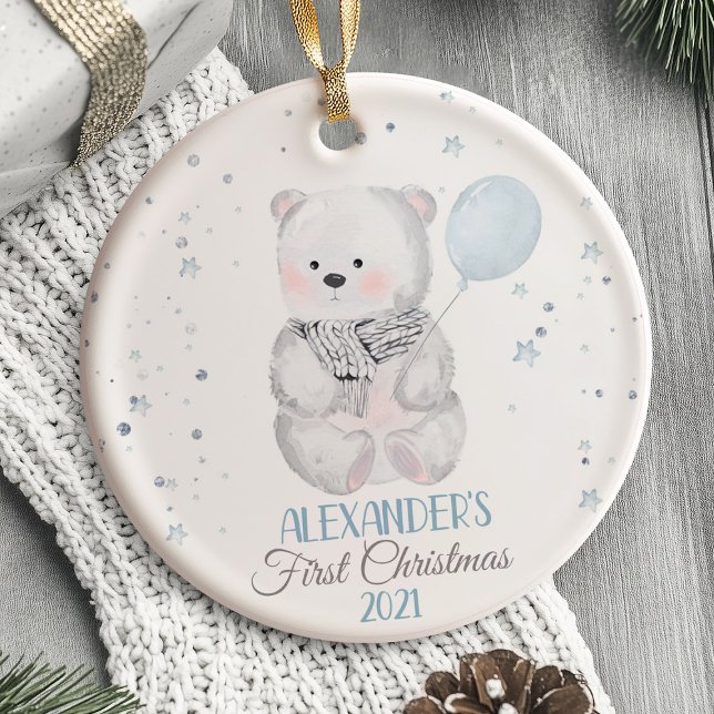 Première décoration de Noël de bébé ours bois (Baby's First Christmas Ornament bear)