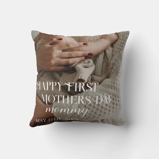 première fête des mères photo moderne   Coussin je (Verso)