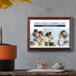 Première Fête des pères en tant que Plaque photo D<br><div class="desc">Plaque photo Happy First Fête des pères en bois avec 3 de vos photos préférées. Le libellé est entièrement modifiable et se lit actuellement "happy first fête des pères as [nom de bébé] papa" et vous pouvez modifier ceci pour convenir à votre occasion. Ce design a une palette de couleurs...</div>