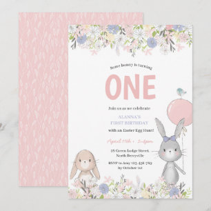 Première Invitation Bunny Pâques Anniversaire