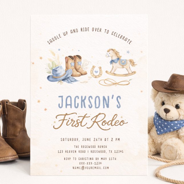 Première Invitation d'anniversaire de Cowboy Rodéo (Créateur téléchargé)