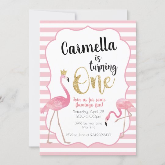 Premiere Invitation D Anniversaire De Flamant Rose Zazzle Fr