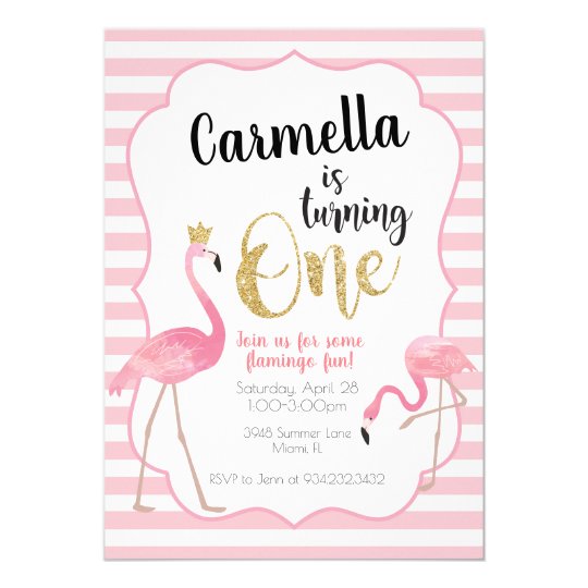 Premiere Invitation D Anniversaire De Flamant Rose Zazzle Fr