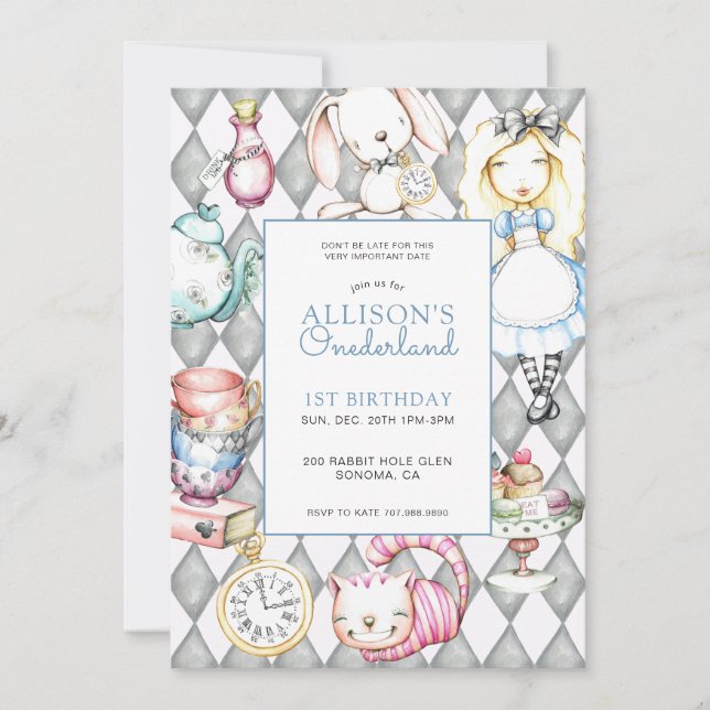 Première invitation d'anniversaire de la fille ONE (Devant)