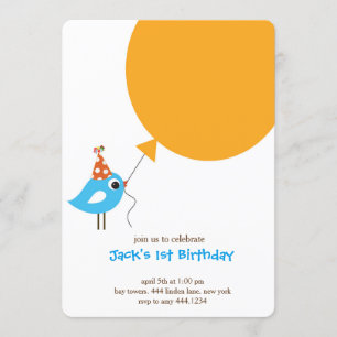 Première invitation d'anniversaire de petit oiseau