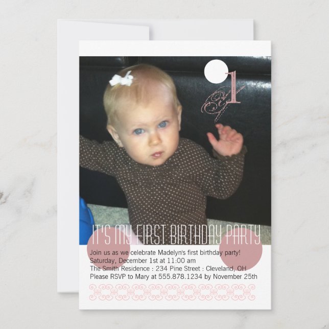 Première invitation de fête d'anniversaire de bébé (Devant)