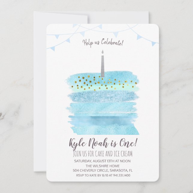 Première invitation de gâteau d'anniversaire (Devant)