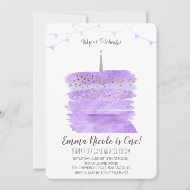 Première invitation de gâteau d'anniversaire (Devant)