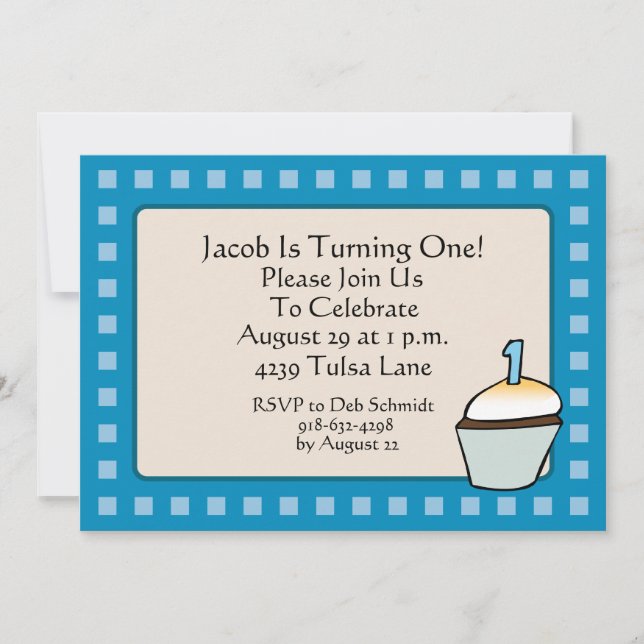 Première invitation de partie de petit gâteau (Devant)