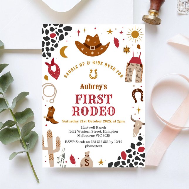 Première invitation de rodéo cowboy western pour 1 (Créateur téléchargé)