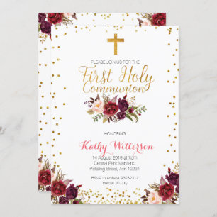 Première invitation élégante de sainte communion