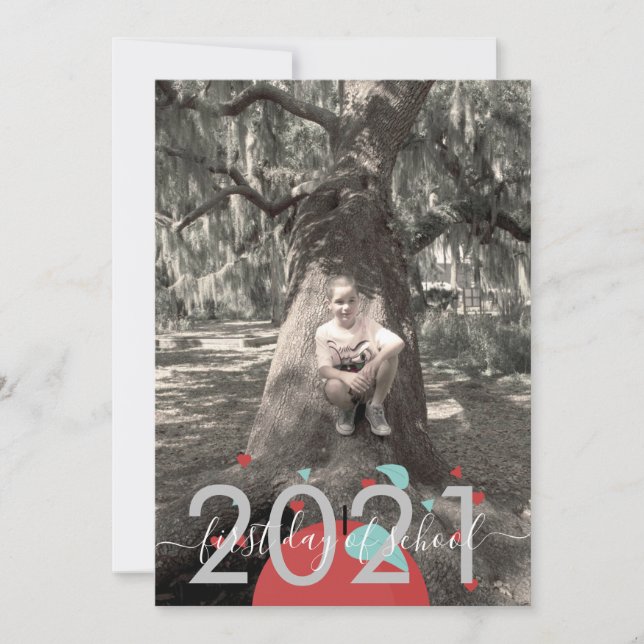 Première journée d'école Carte photo Apple Modern  (Devant)