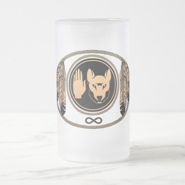 Première nation Wolf Beer Mug Faune Art Stein Mug (Centre)