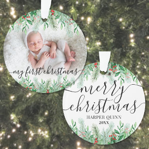 Première Noël de bébé Élégante Photo