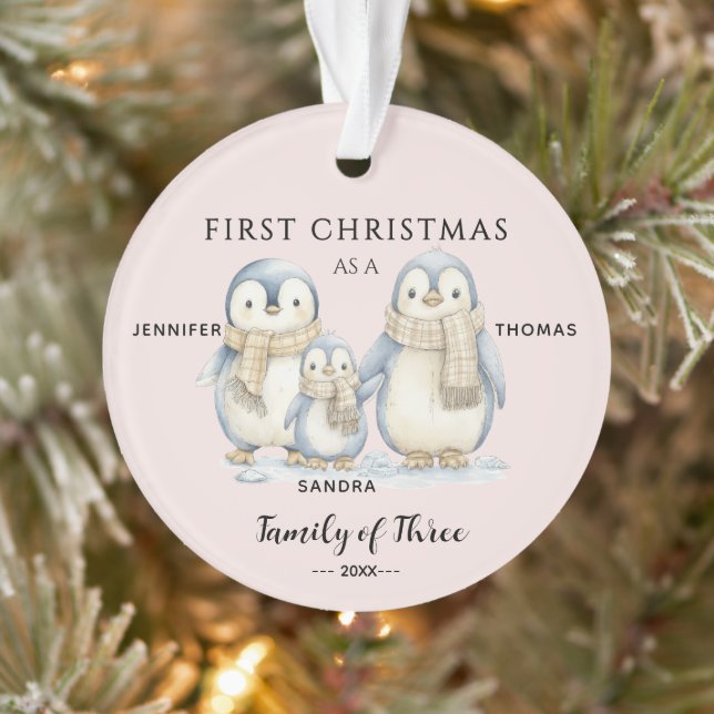 Première Noël de Bébé Fille Famille de Trois Pingo (Arbre)