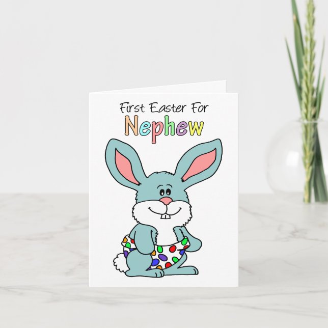 Première Pâques pour Nephew carte lapin mignonne (Devant)