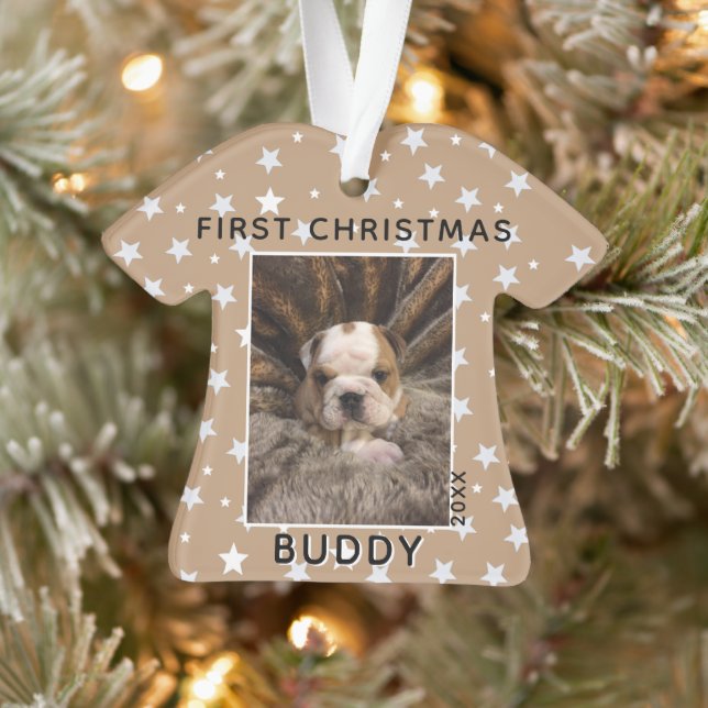 Première photo de chiot de Noël à motif étoile (Arbre)
