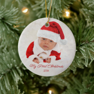 Première photo de Noël de bébé ornement en céramiq