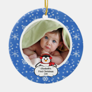 Première photo de Noël de bébé Ornement Pingouin
