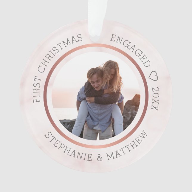 Première photo de Noël des fiancés Élégant Marbre  (devant)