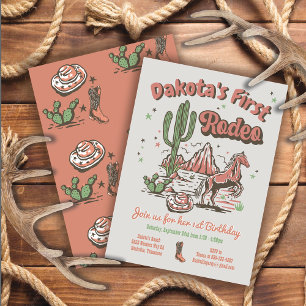 Première Rodéo Cowgirl Cowboy Invitation Anniversa
