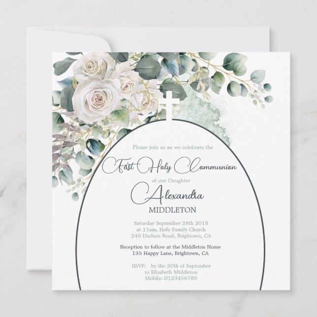 Première Sainte Communion Croix verte des Roses re (Dos)