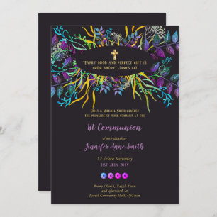 Première Sainte Communion Invitation fille PURPLE 