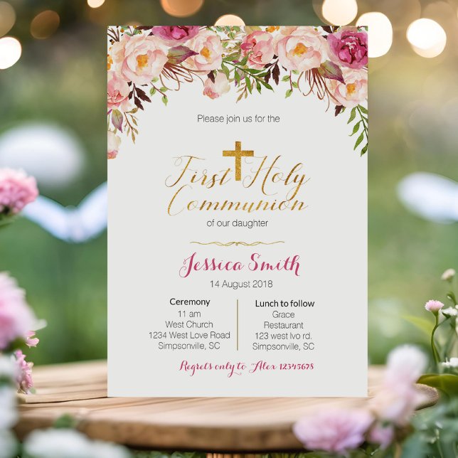 Première Sainte Communion Invitations Fille (Créateur téléchargé)