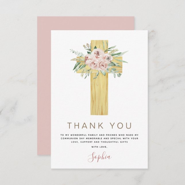 Première Sainte Communion Merci Dusty Rose (Devant / Derrière)