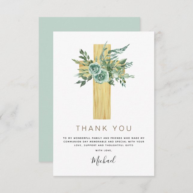 Première Sainte Communion Merci Eucalyptus Invitat (Devant / Derrière)