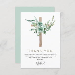 Première Sainte Communion Merci Vert Sage Invi