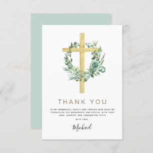 Première Sainte Communion Merci Vert Sage Invi