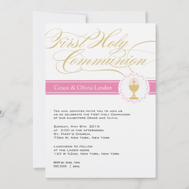 Premiers jumeaux des invitations | de communion de (Devant)