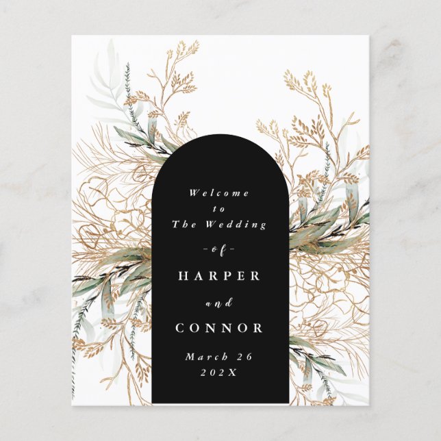 Premium Noir moderne Onyx Abstrait Eucalyptus (Devant)