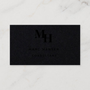 Premium Noir Monogramme Moderne Carte de visite de