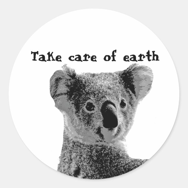 "Prenez soin de la terre" 2 Stickers Ours Koala (Devant)