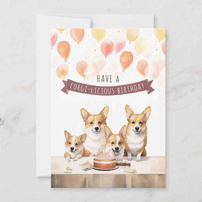 Prenez un Anniversaire Corgi-Licious. Carte d'anni (Devant)
