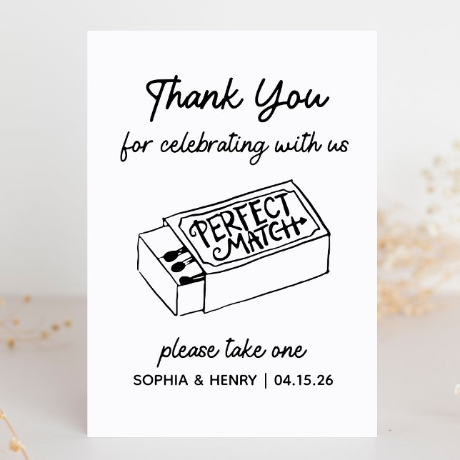 Prenez un signe de préférence Matchbox | Remerciem (The perfect match! Guide your guests with this chic, custom sign to take a matchbox favor home.)
