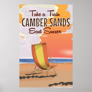 Prenez un train pour Camber Sands Affiche de voyag